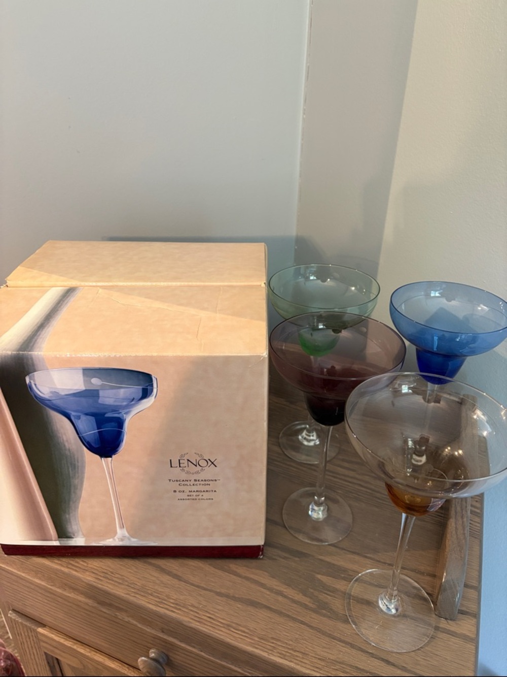Lenox Multicolor Tuscany Margarita Glasses - Blue, Green, Amber, Purple